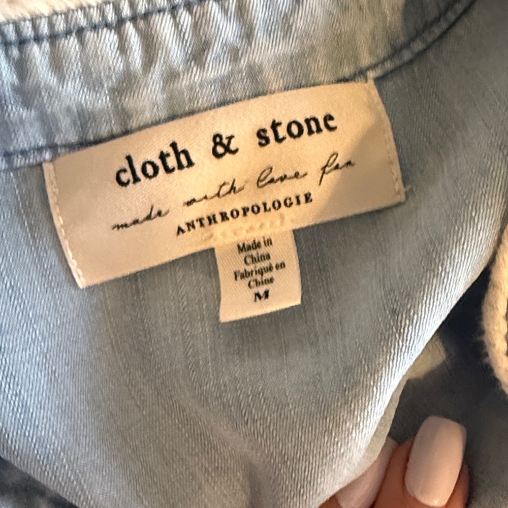 Anthropologie Cloth & Stone Light Blue Button-Down Shirt Dress - Picture 5 of 5